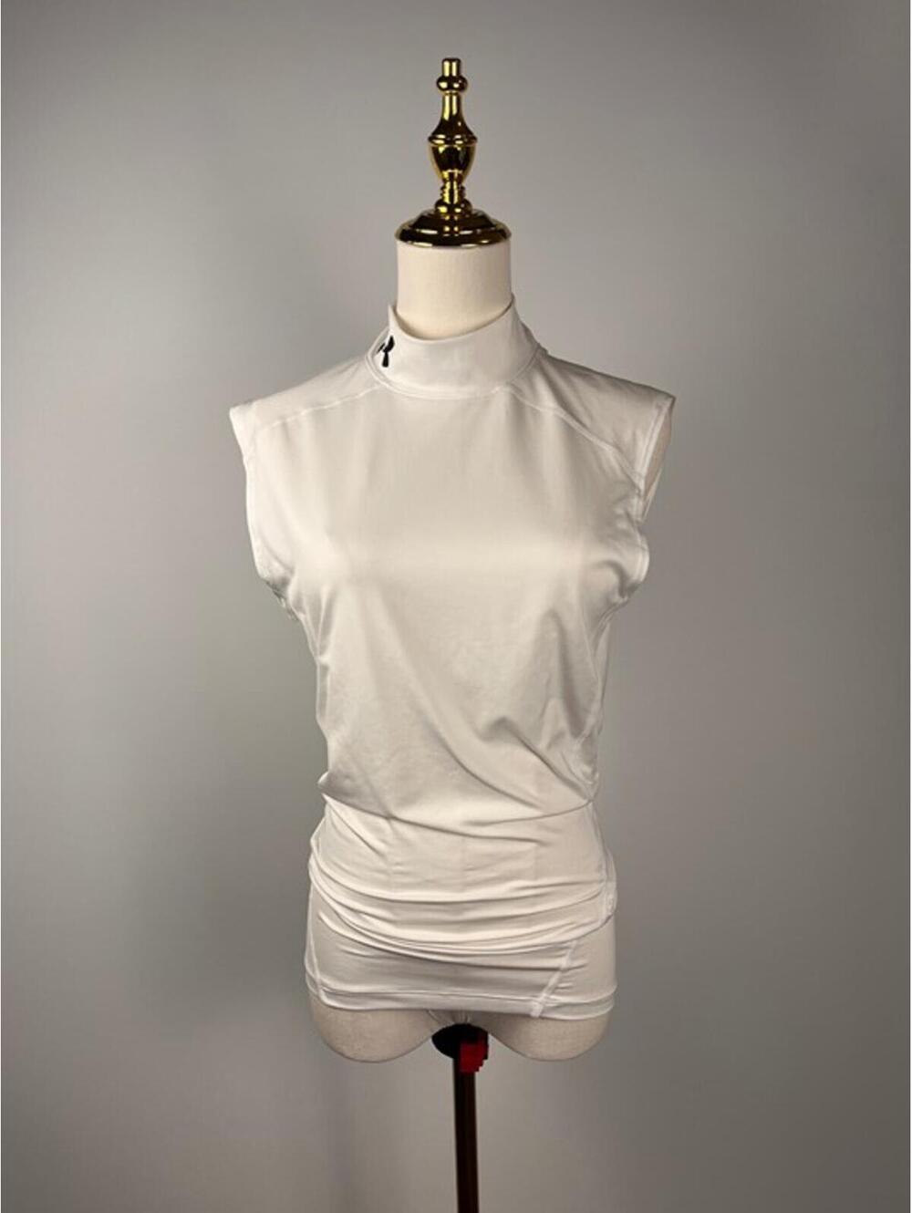 Under Armour HeatGear Compression Mock Neck Top Womens Medium White Sleeveless A